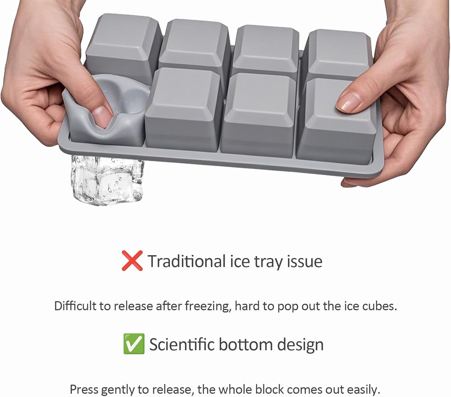 2 Pack Silicone 2 Inch Large Ice Cube Molds for Cocktails Wine Fruit and Bourbon Whiskey Easy