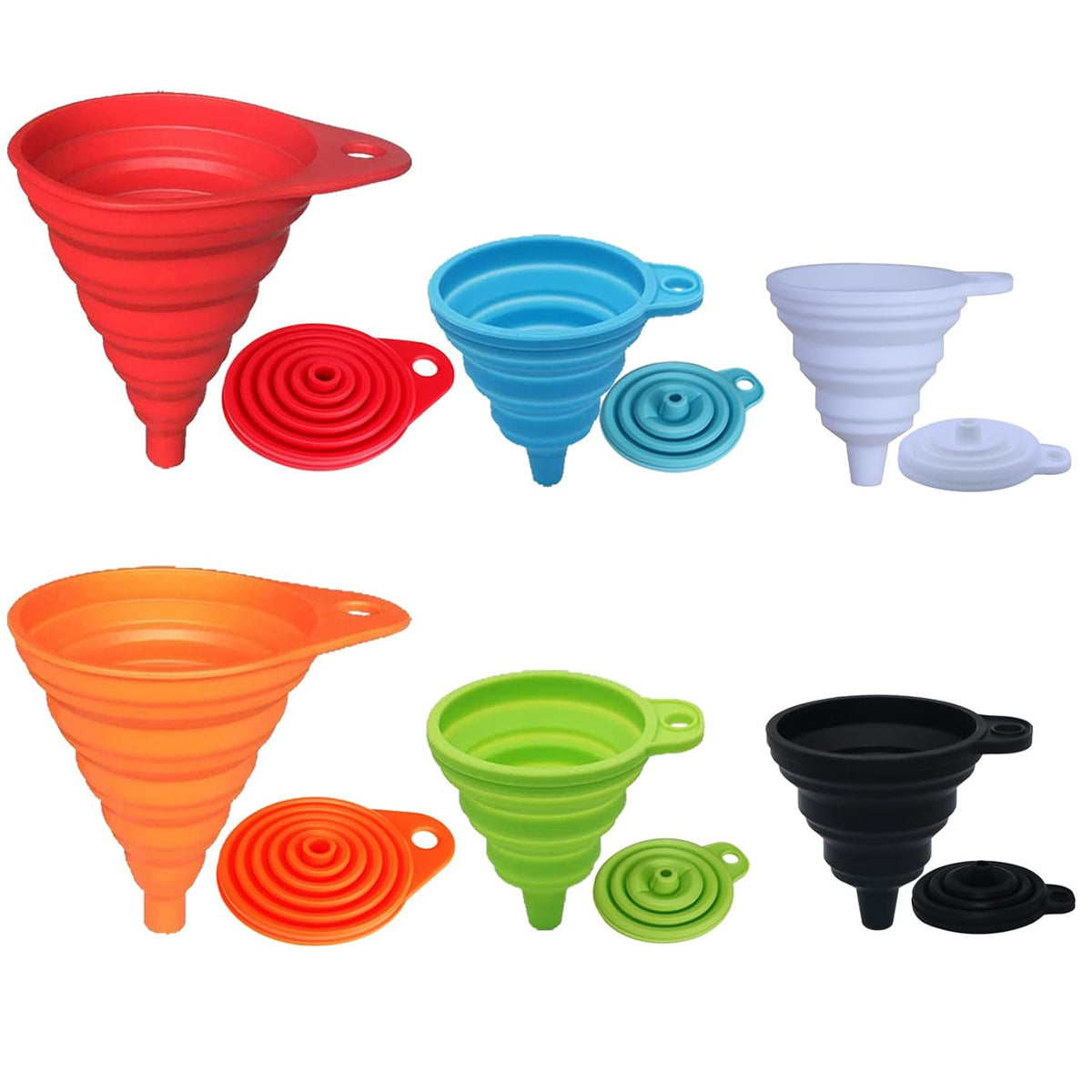 KongNai Kitchen Funnel Set, Small and Large, Kitchen Gadgets Accessories Foldable Silicone