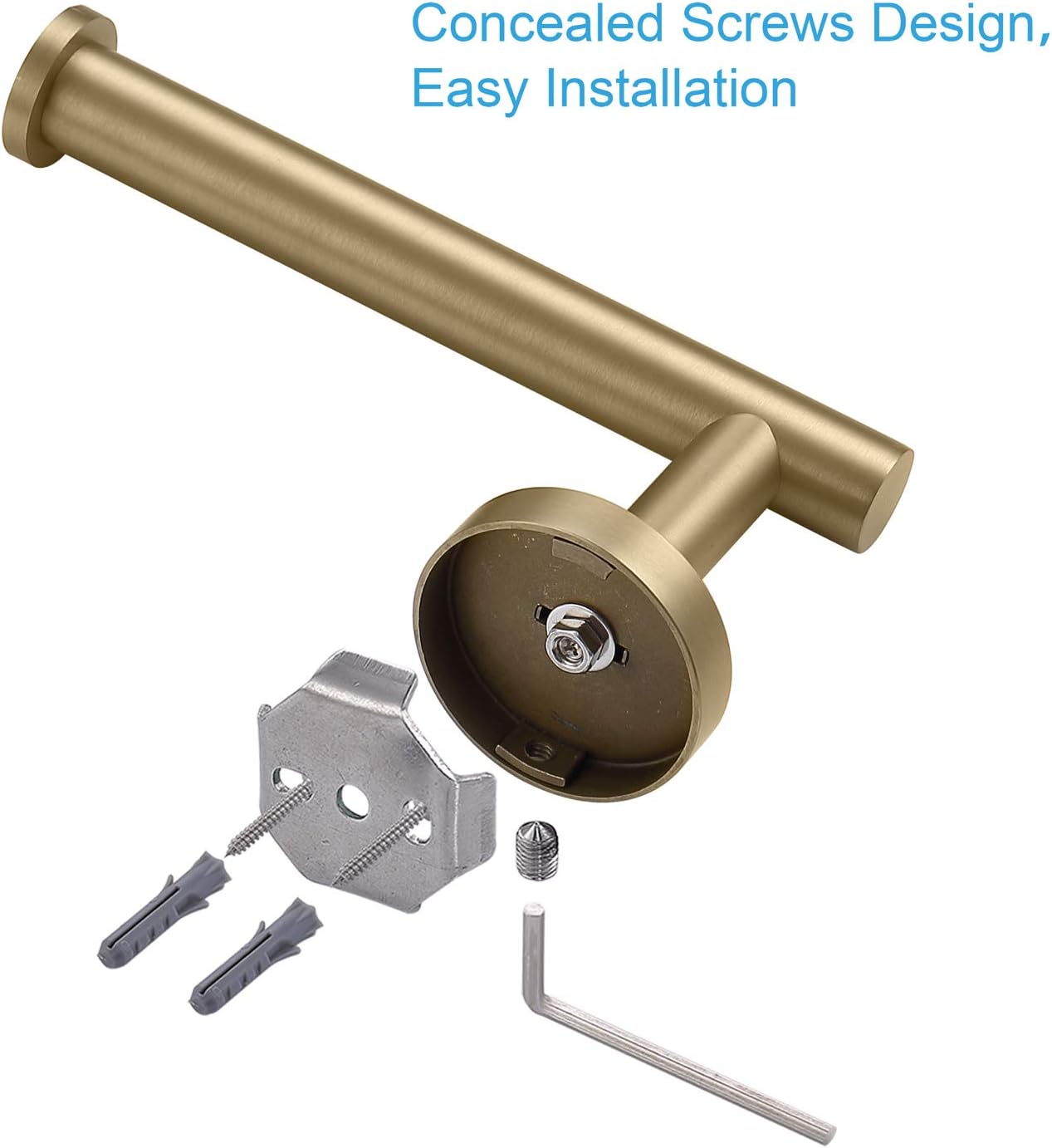 TASTOS Brushed Gold Toilet Paper Holder SUS304 Stainless Steel, Modern Round Tissue Roll Holders