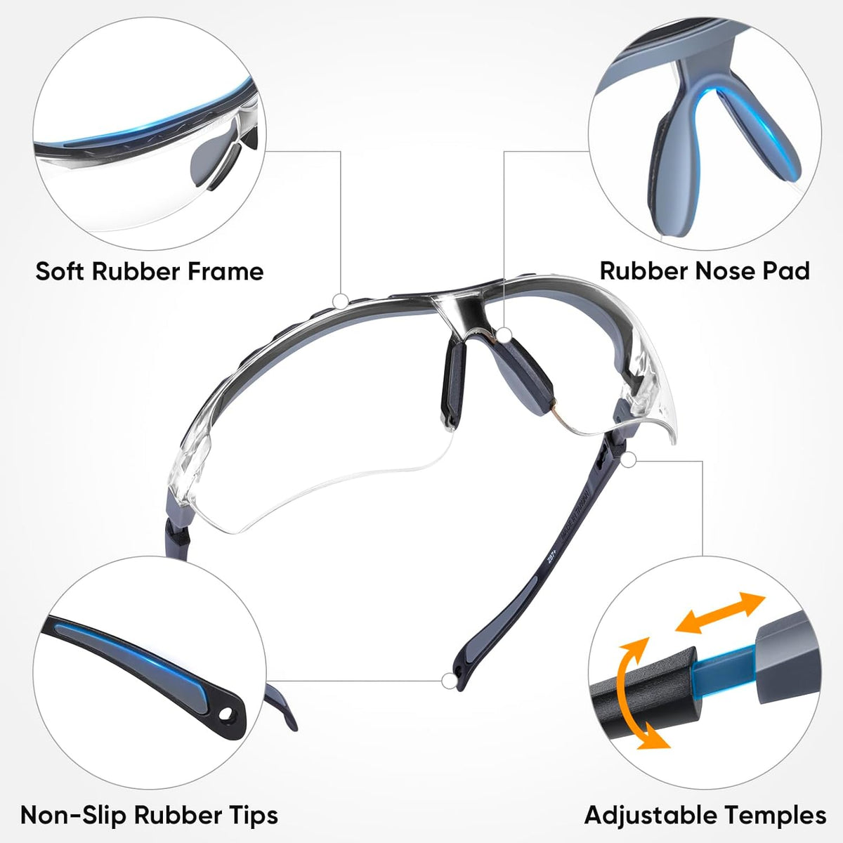 TICONN Anti-Fog Safety Glasses for Men and Women, ANSI Z87.1 Scratch Proof Eye Goggles with