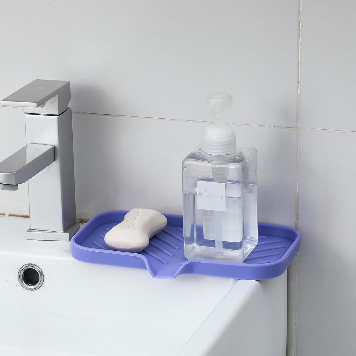 Silicone Bathroom Soap Dishes with Drain Spout-Bathroom and Kitchen Sink Organizer,Sponge