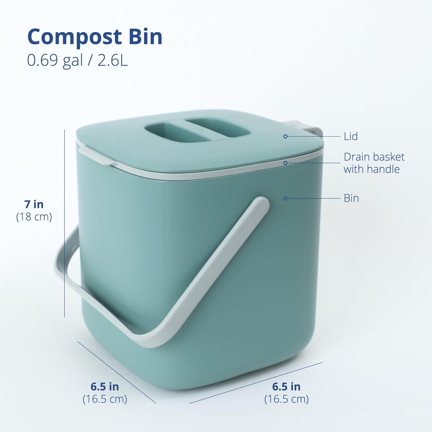 BLUE GINKGO Kitchen Compost Bin [2.6L / 0.69 GAL] – Filter-Free, Odor-Tight Countertop Food Waste