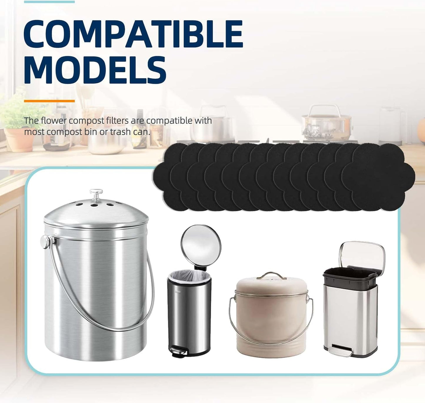 Trash Can Odor Absorbing Filters: Activated Charcoal Deodorizer Sheet for Kitchen Trash Can