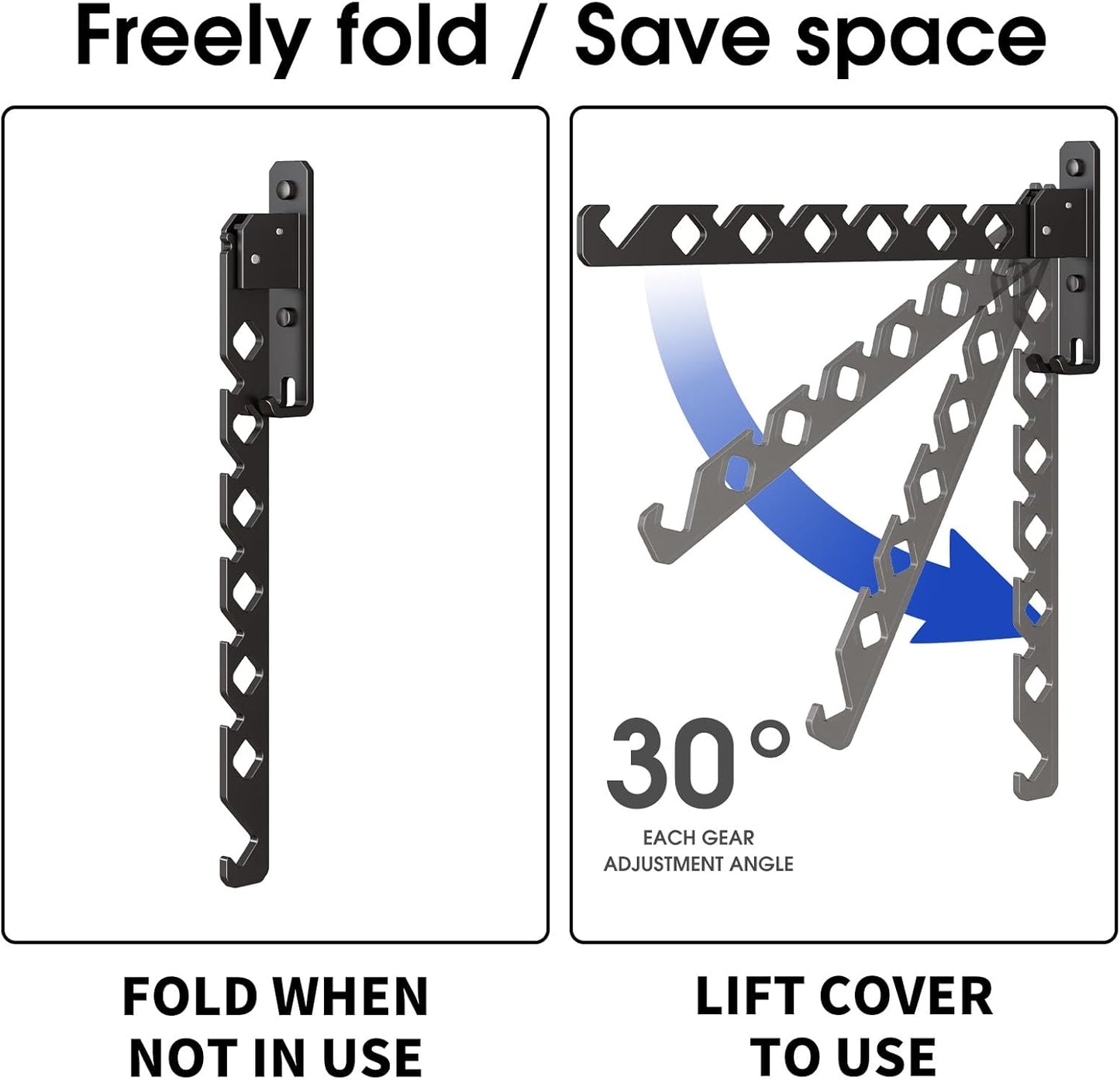 Wall Mounted Clothes Drying Rack, Wall Clothes Hanger Foldable, Laundry Hanger Hook for Bathroom