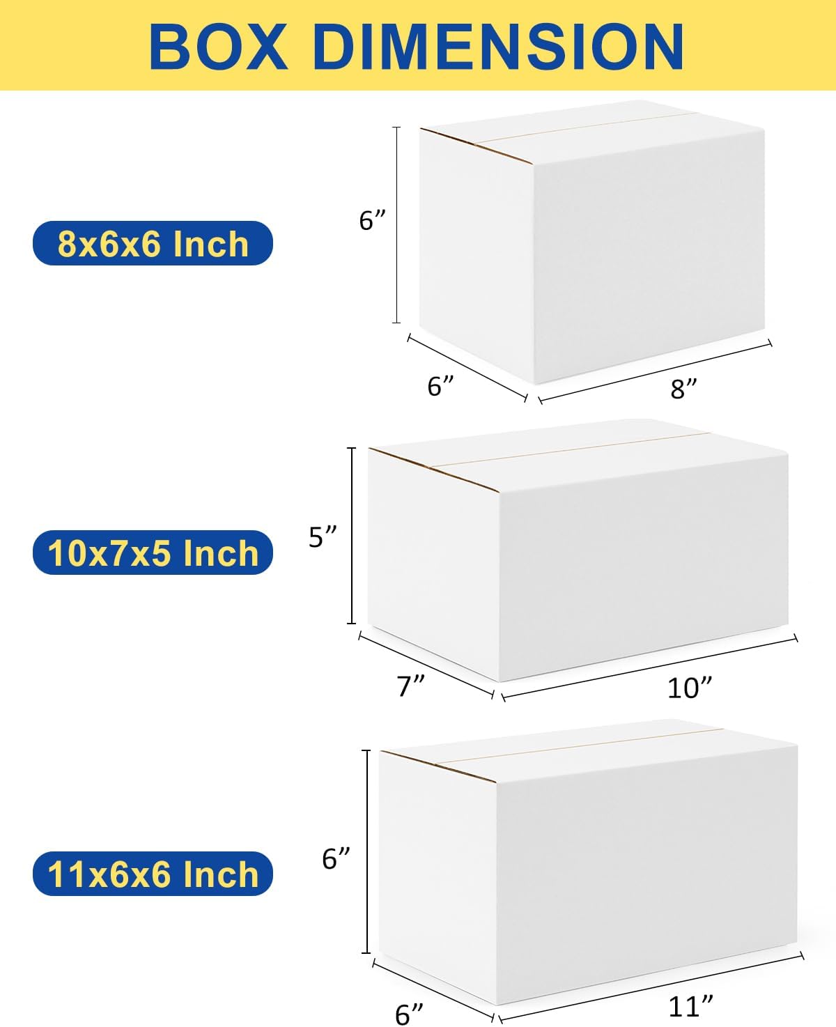 Assorted-Sizes-Shipping-Boxes-45-Pack: 8x6x6 & 10x7x5 & 11x6x6 Small-Shipping-Boxes-Mailers, White
