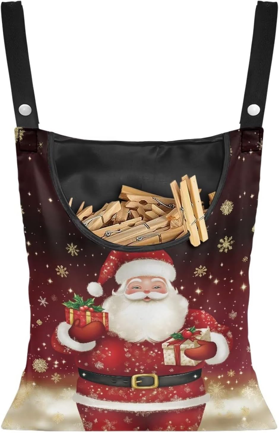 Christmas Santa Claus 2025 Waterproof Clothespin Pouch - Space-Saving Hanging Hook Bag for Holiday