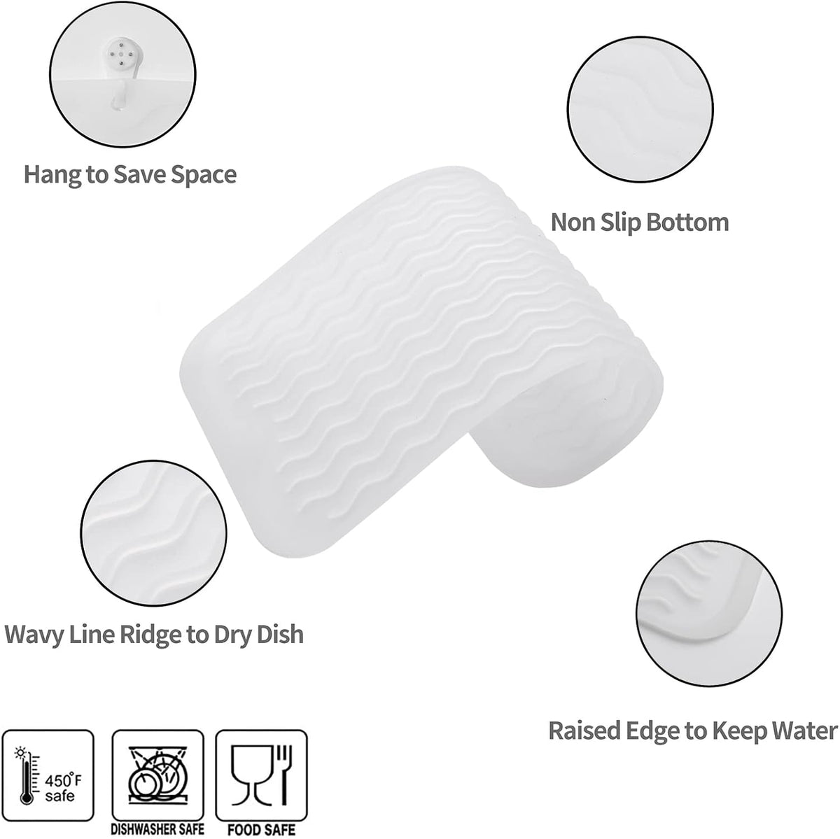 Silicone Dish Drying Mat for Multiple Usage,Easy clean,Eco-friendly,Heat-resistant Silicone Mat for