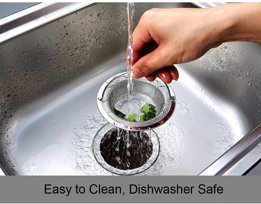 Kitchen Sink Strainer, 2-Pack Sink Strainer Basket with Handle, 4.5" Diameter, Stainless Steel