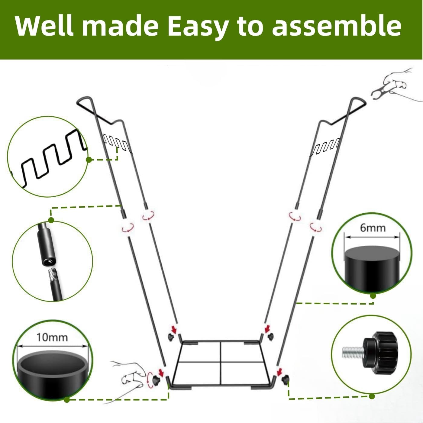 Garden Trash Bag Holder - Outdoor Leaf Bag Support Stand Multi-Use Metal Garbage Bag Holder Frame