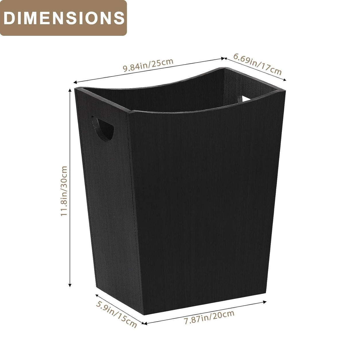 SEHERTIWY Wood Trash Can, Farmhouse Wastebasket Bin for Bathroom, Office, Bedroom, Living Room