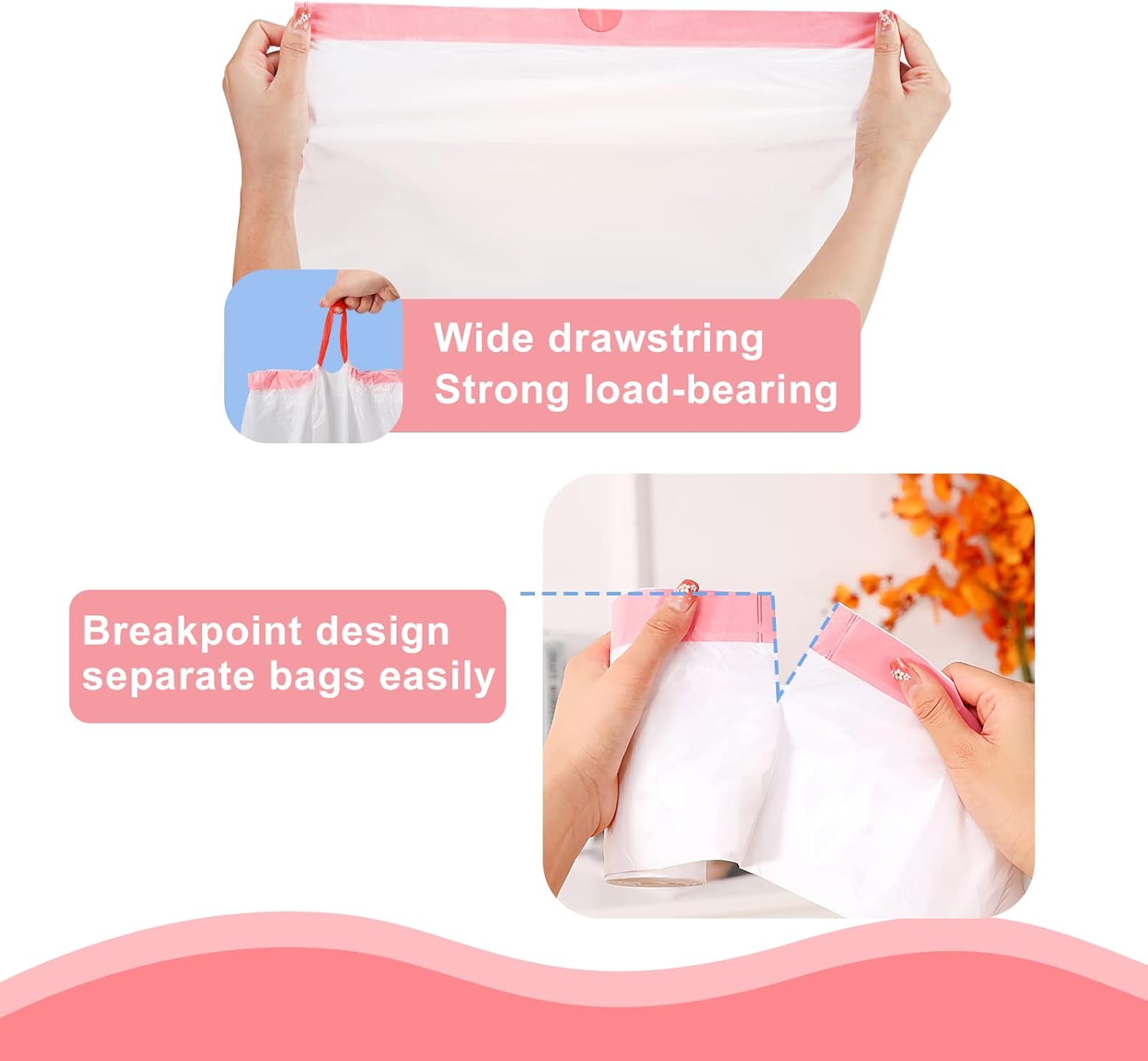 Small Trash Bag 4 Gallon Drawstring Garbage Bags For Small Trash Cans 2-4 Gallon, Office kitchen