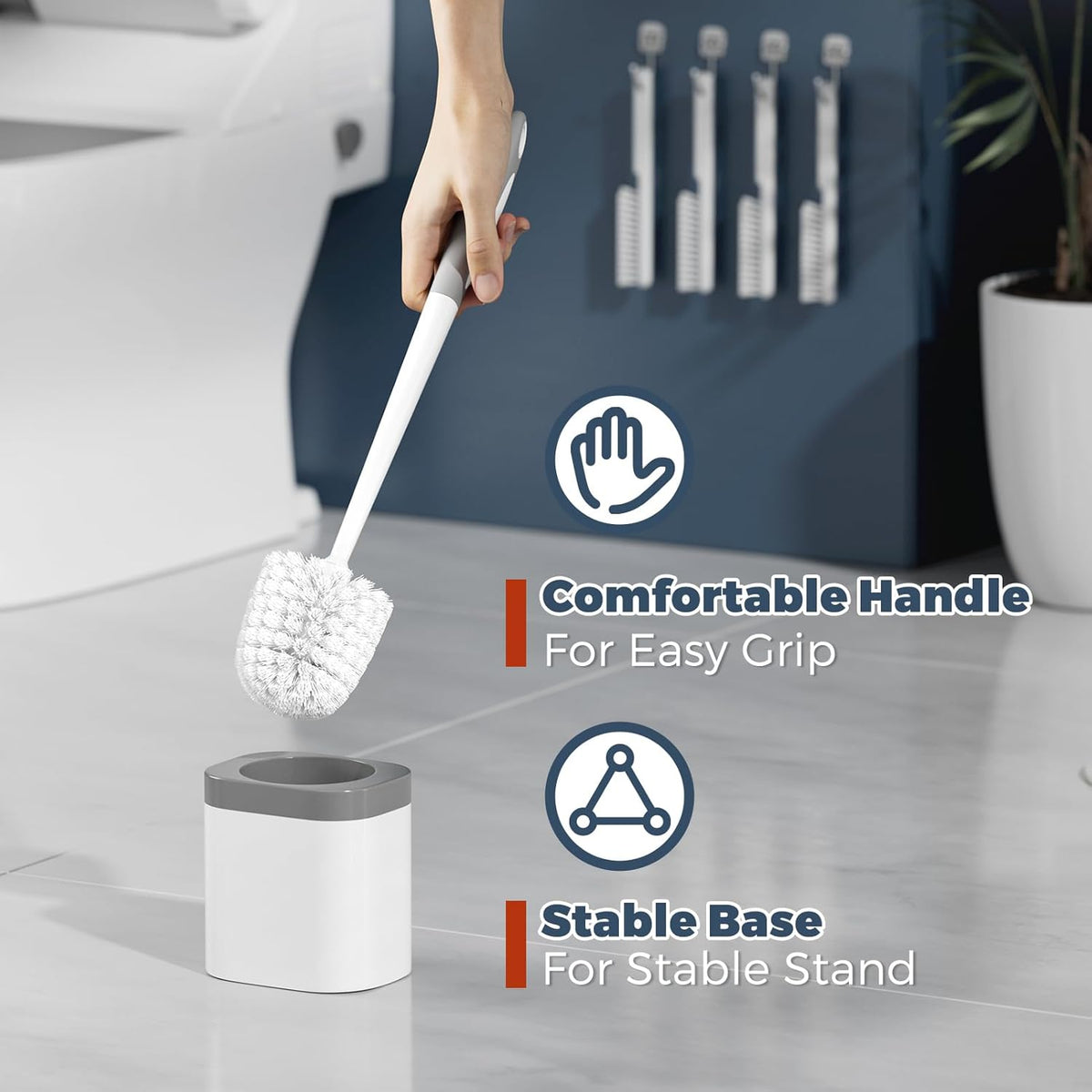 Toilet Brush, 4 Pack Toilet Brush and Holder Set Bathroom Accessories, Toilet Bowl Brush and Holder