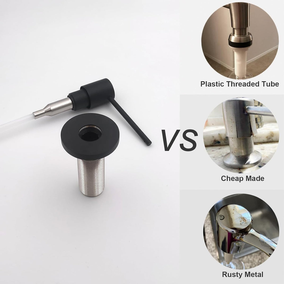 Matte Black All Brass Soap Dispenser for Kitchen Sink Countertop Sink Soap Dispenser 17 OZ Bottle