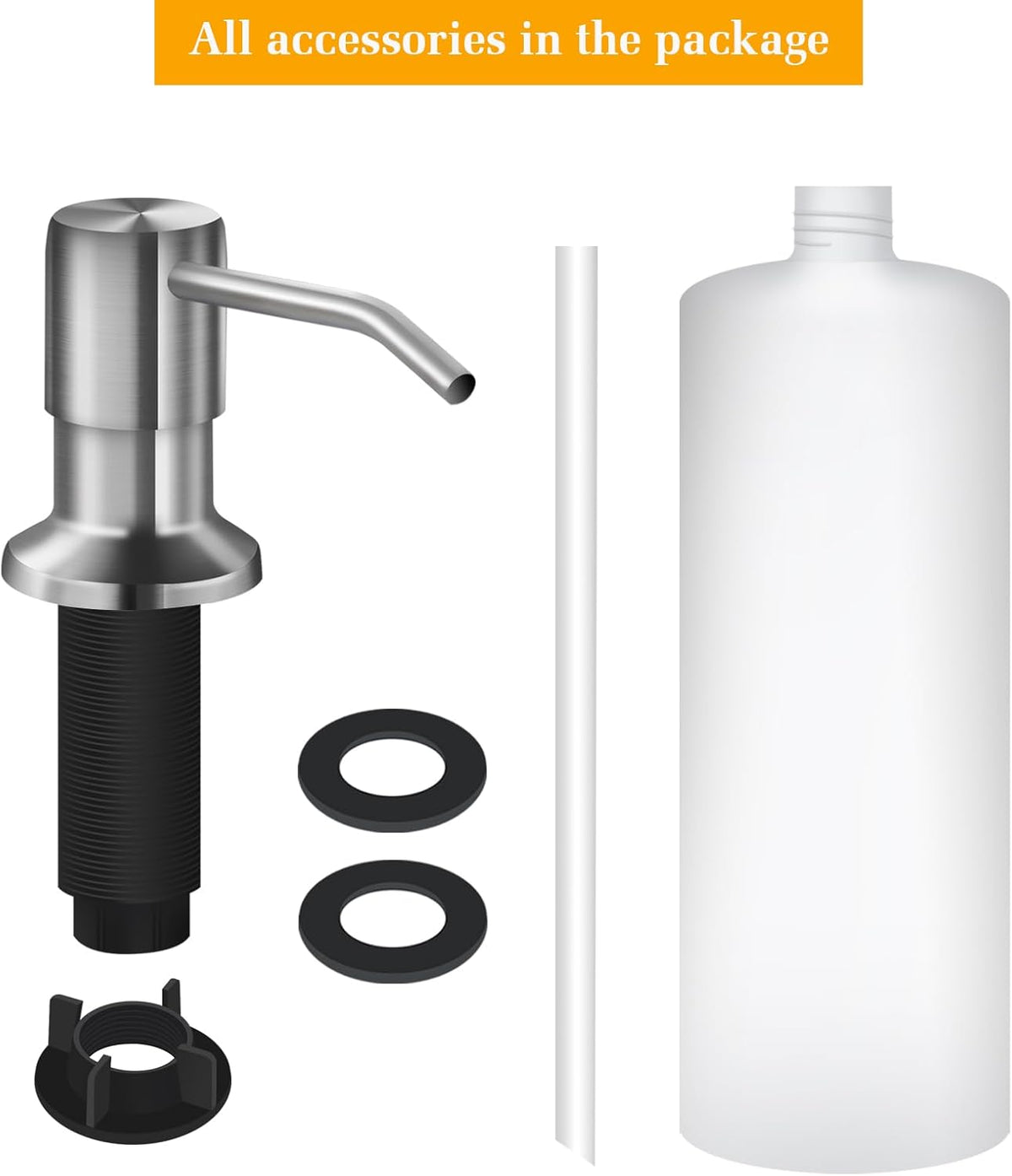 Soap Dispenser for Kitchen Sink, Built in Sink Soap Dispenser Lotion Dispenser with 17 OZ Bottle