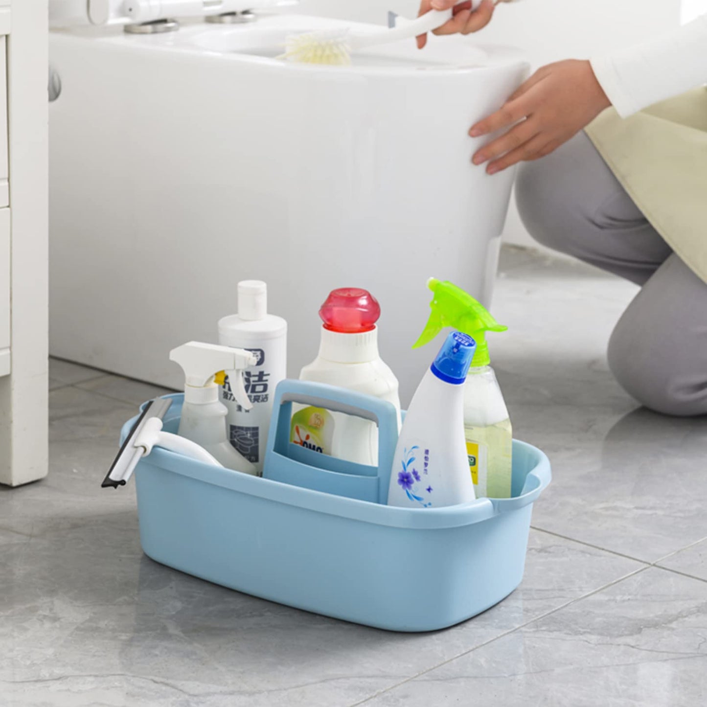 JiatuA Large Cleaning Supplies Caddy Portable Shower Caddy Basket Blue