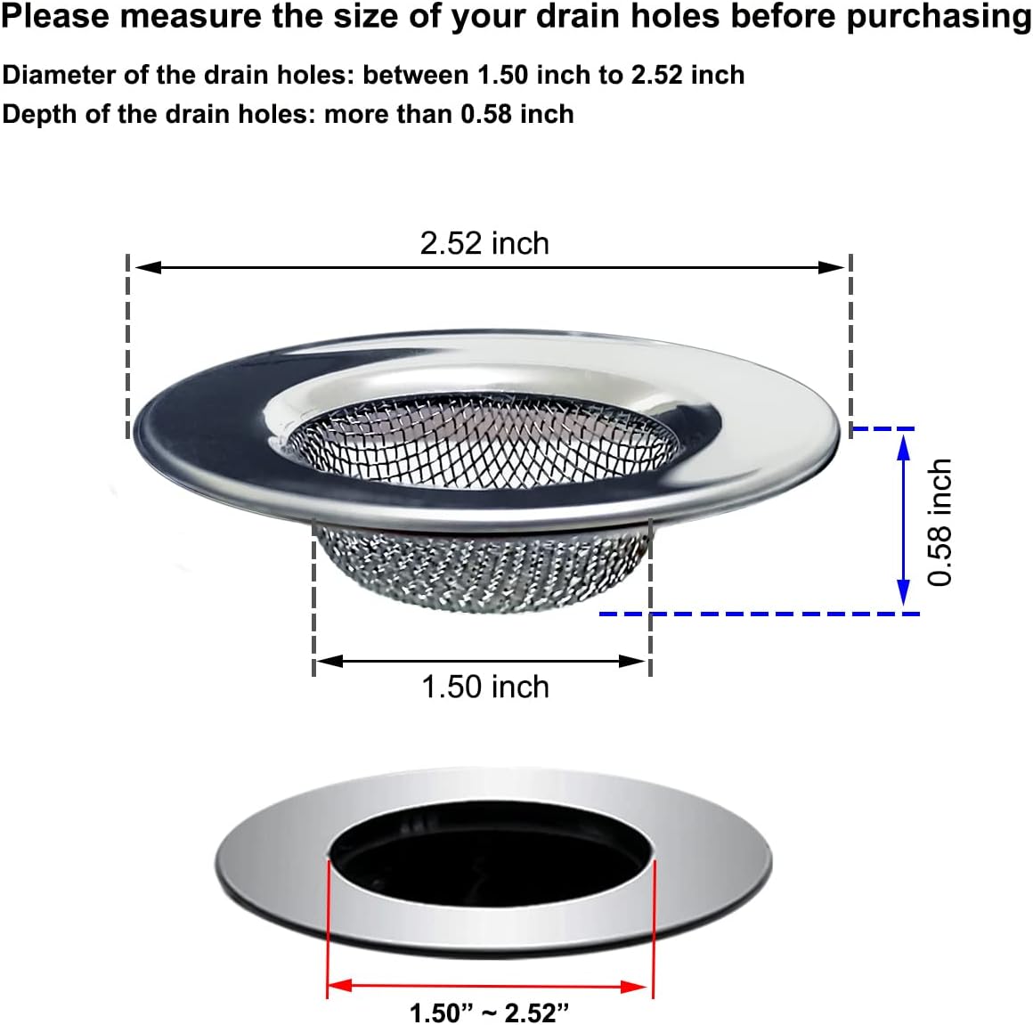 1.50" Bathtub Strainers, Bathroom Sink Strainers, Shower Drain Hair Catcher, Drain Strainer for