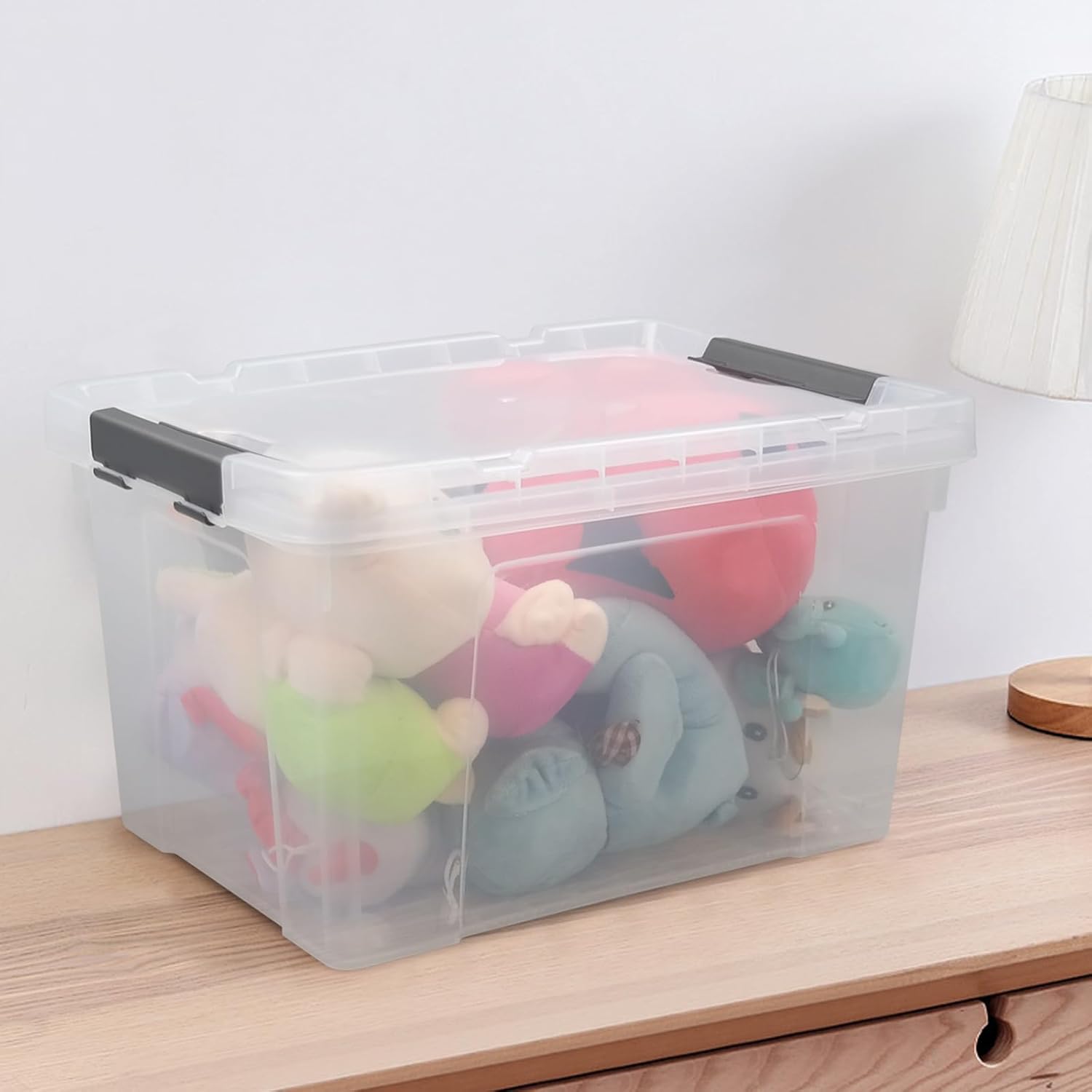 Pekky 22 Qt Clear Plastic Storage Bins with Lids and Wheels, 6 Packs Plastic Latching Container Box