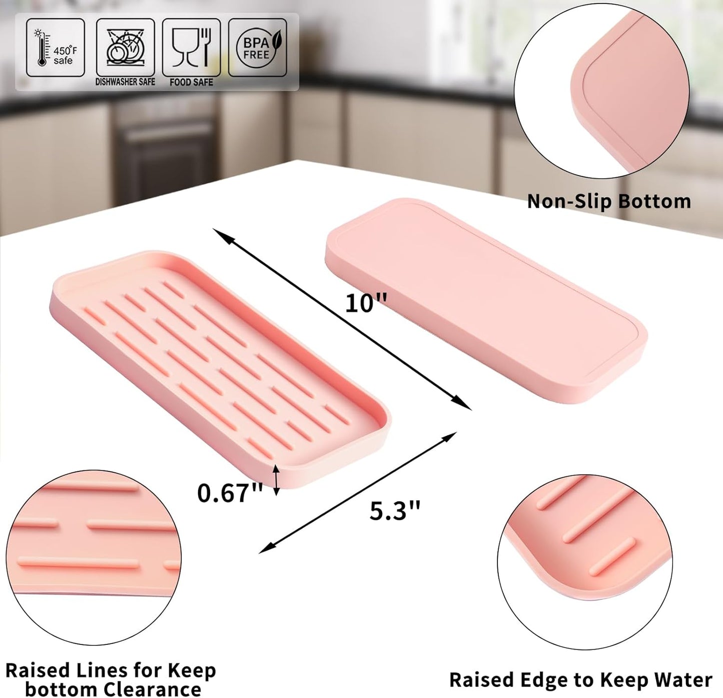 Silicone Kitchen Sink Organizer Tray for Multiple Usage,Easy Clean,Eco-Friendly Sponges Holder for