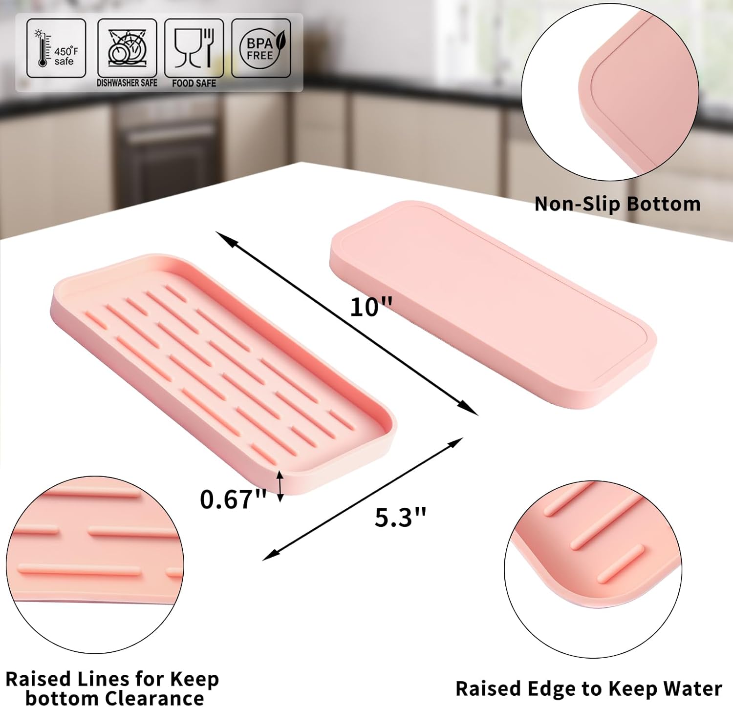Silicone Kitchen Sink Organizer Tray for Multiple Usage,Easy Clean,Eco-Friendly Sponges Holder for