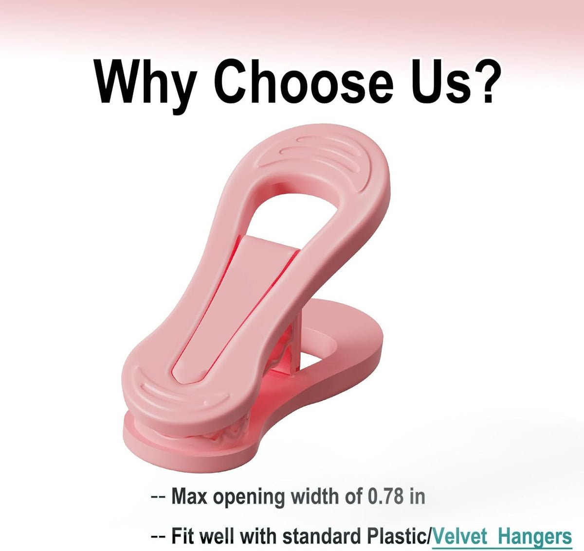 Pink Hangers Clips 60 Pack, Multi-Purpose Plastic Clips for Plastic Hangers Velvet Hanger, Clothes