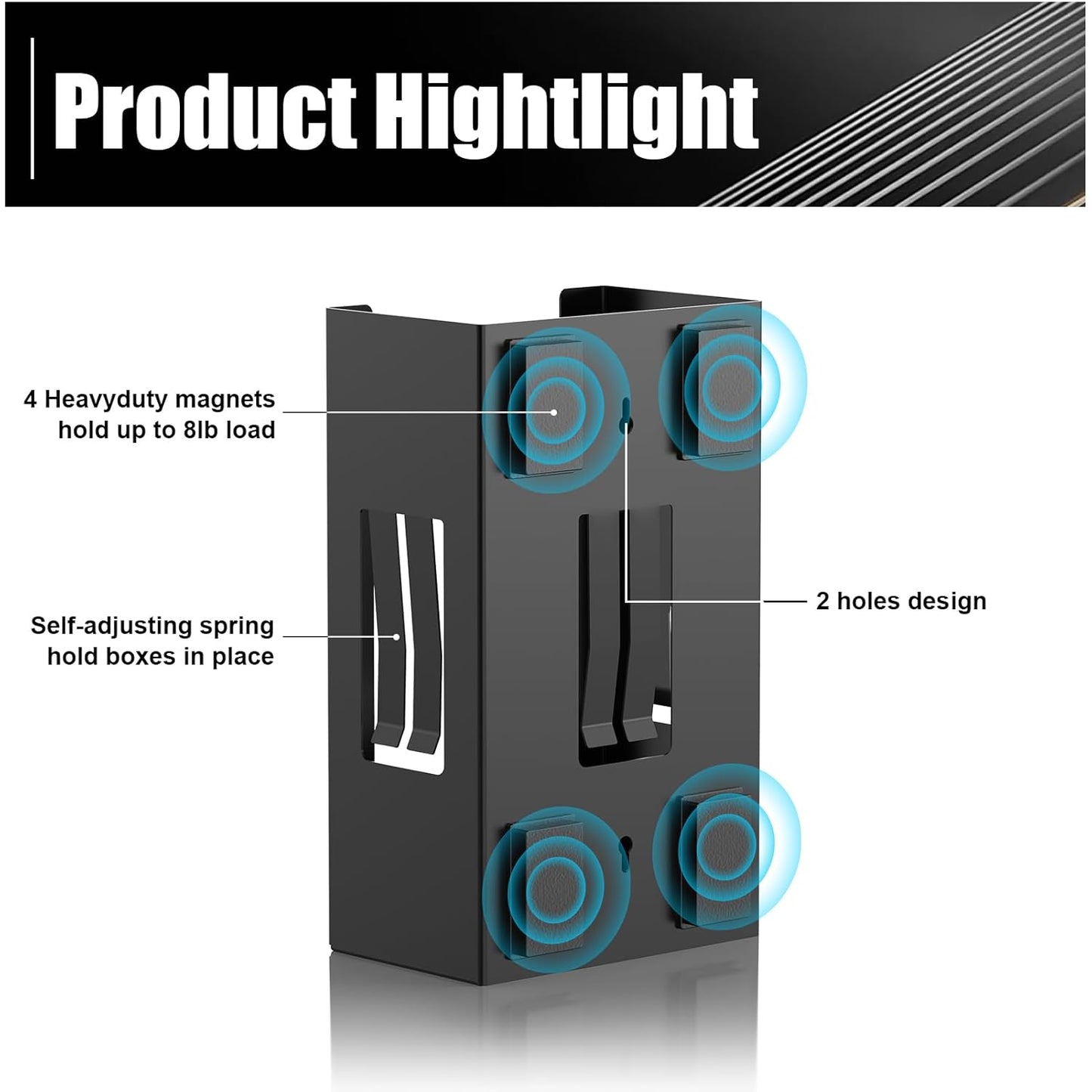 Magnetic Glove Box Holder, Disposable Glove Dispenser Wall Mount, Metal Glove Rack Organizer for