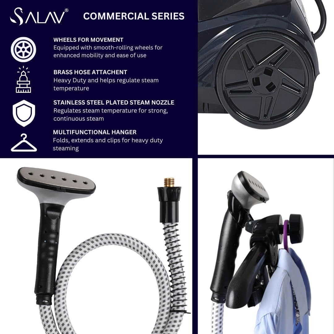 SALAV® Heavy Duty Smart Auto Shut-off Commercial Full-Size Garment Steamer, Beeping Alert when