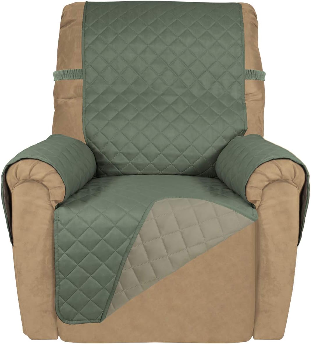 PureFit Reversible Quilted Recliner Sofa Cover, Water Resistant Slipcover Furniture Protector