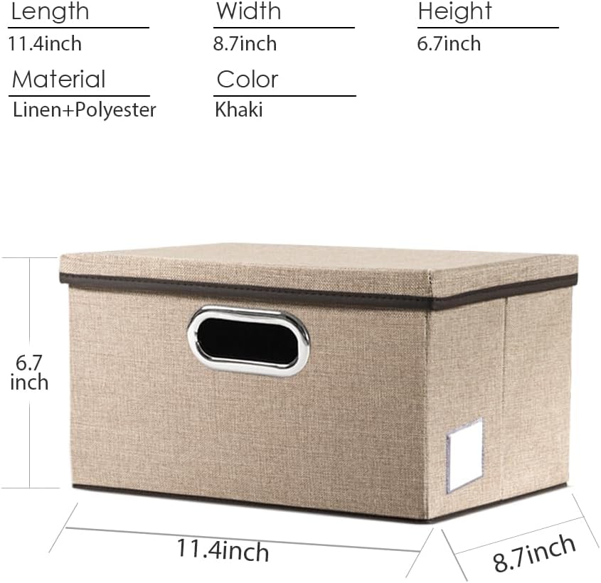 PRANDOM Storage Bins with Lids [3-Pack] Jute Fabric Foldable Storage Boxes Organizer Containers