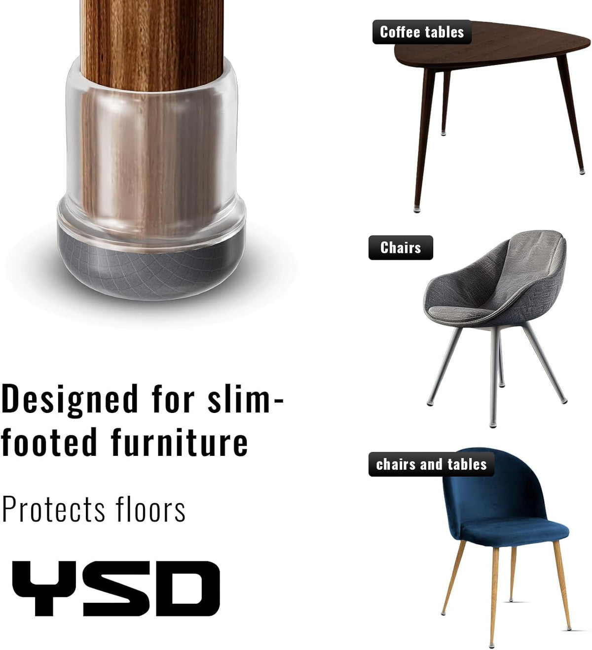YSD 1.25Inch 24 Pcs Silicone Chair Leg Floor Protectors,Hair and dust Resistant Round Chair Leg