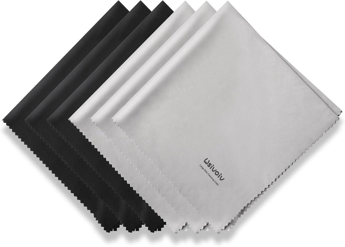 6PCS Large Eyeglass Cleaning Cloths, 12 x12 inches Glasses Cleaner, Individually Wrapped, Premium