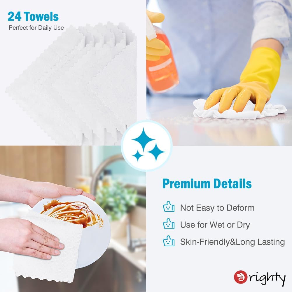 Orighty Microfiber Cleaning Cloth, 24 Pack Highly Absorbent Cleaning Supplies, Reusable Clean Rags