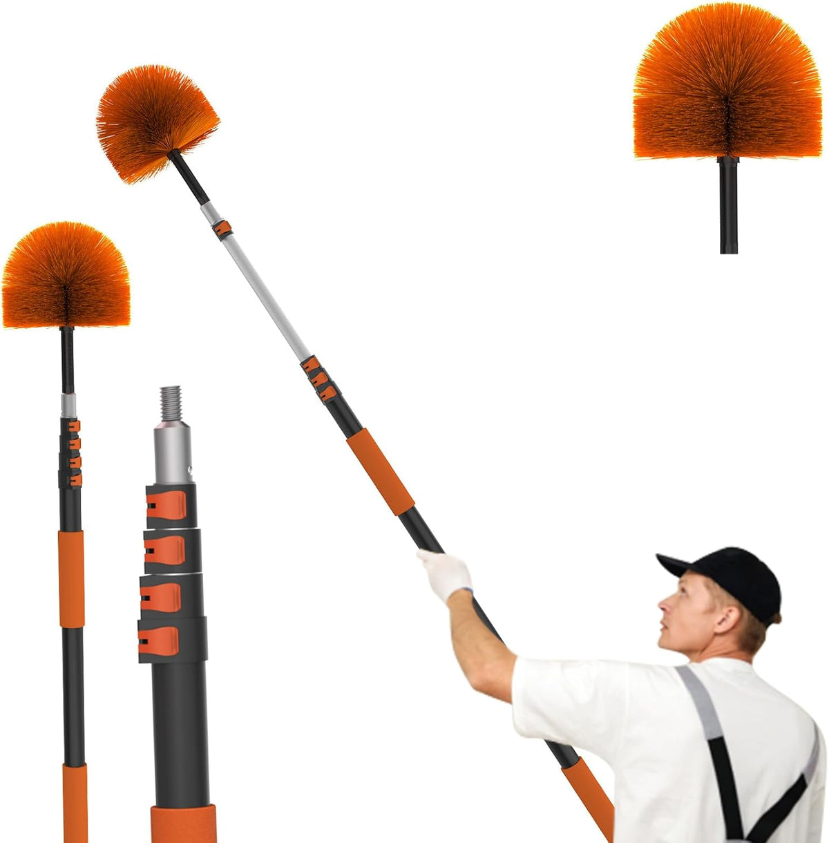 20FT (26FT Reach) Cobweb Duster with Extension Pole, Spider Web Brush for Cleaning Extendable
