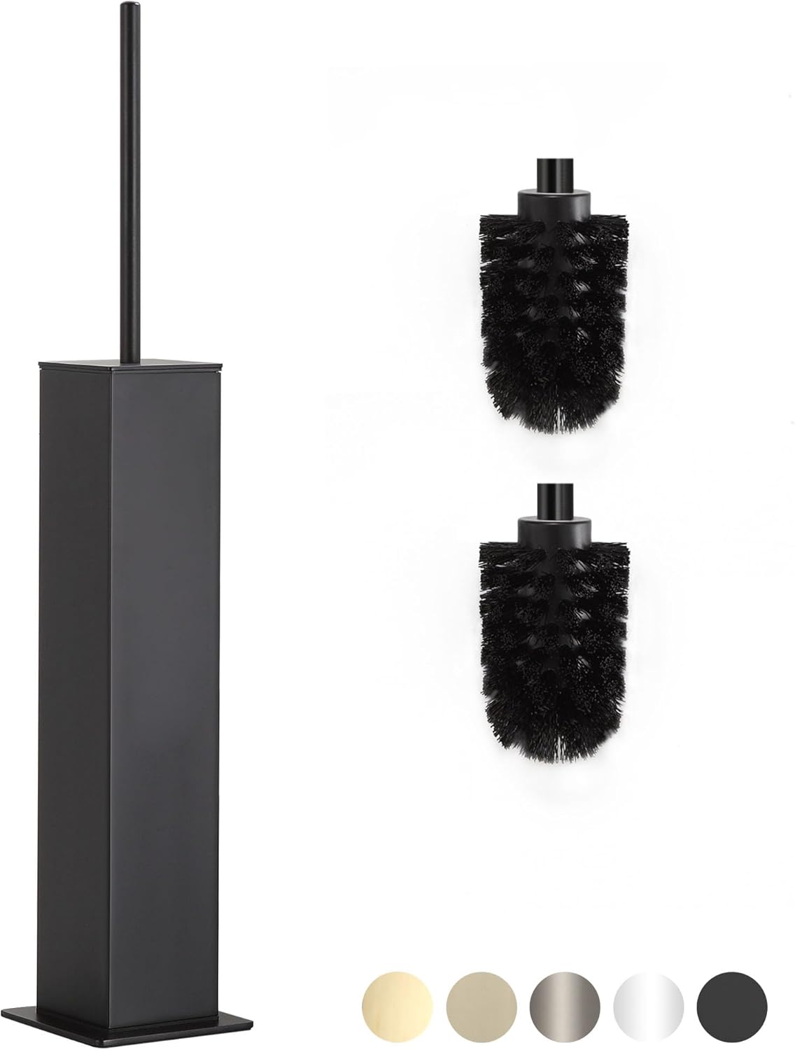 BVL Toilet Brush and Holder Set Black Stainless Steel 304 Square Freestanding Toilet Brush for