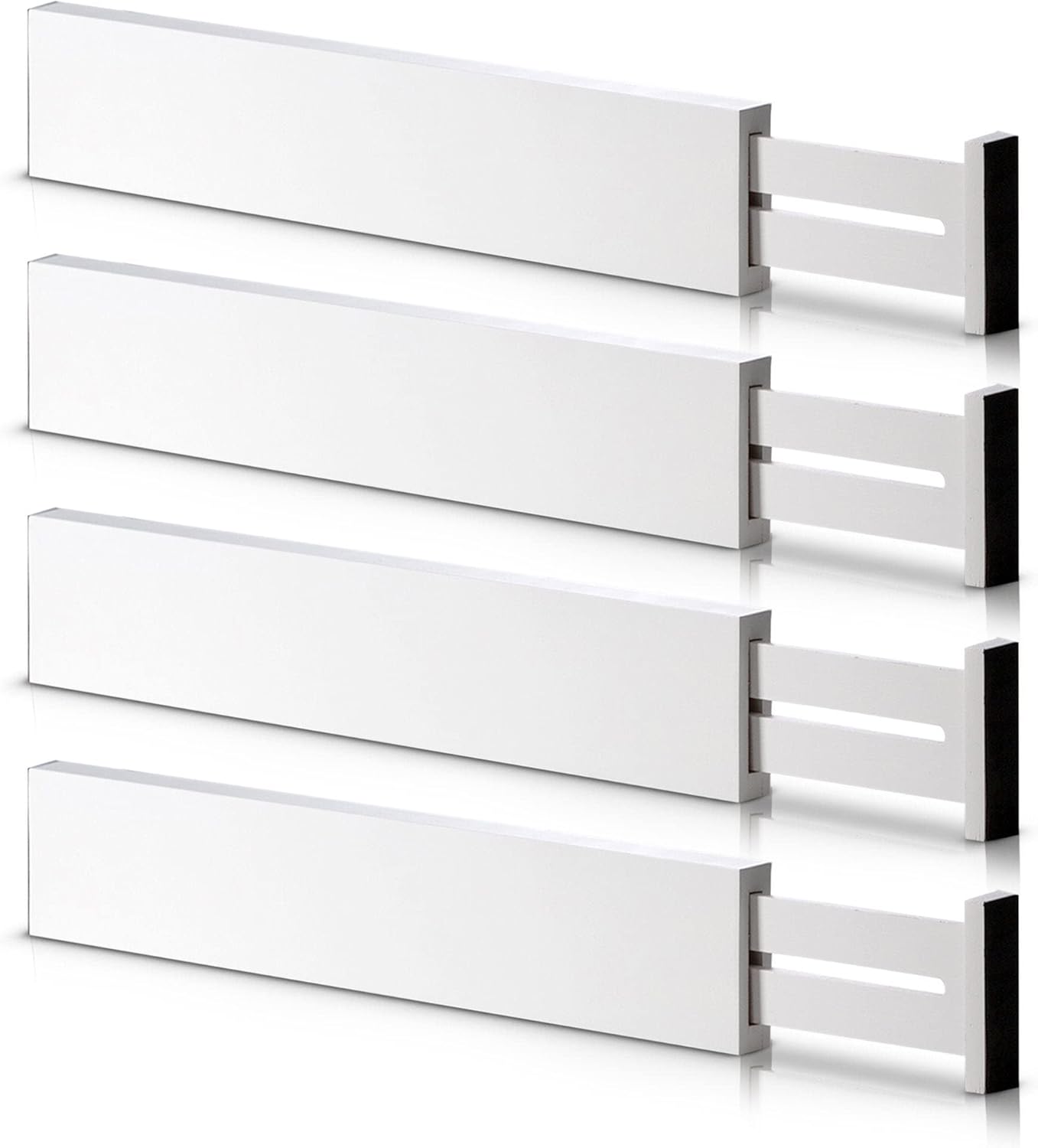 4 Pack Bamboo Drawer Dividers, Adjustable Length from 12 Inch to 17 Inch, Expandable Kitchen Drawer