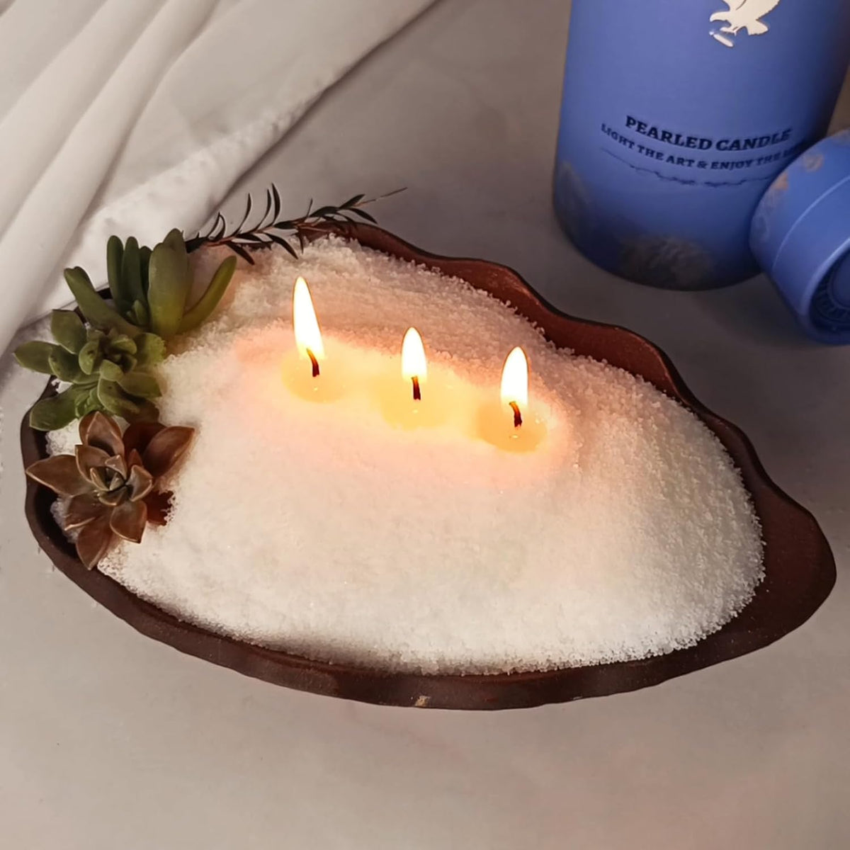 White Pearled Candle 18oz Luxury Sand Candle Granulated Wax - 30 Cotton Wicks - Gardenia Scented