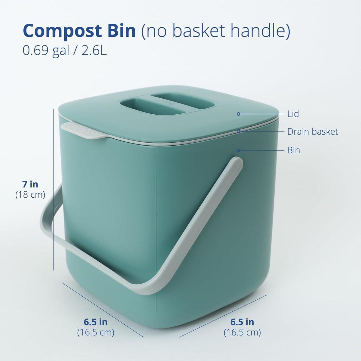 Blue Ginkgo Kitchen Compost Bin [2.6L / 0.69 GAL] – Filter-Free, Odor-Tight Countertop Food Waste