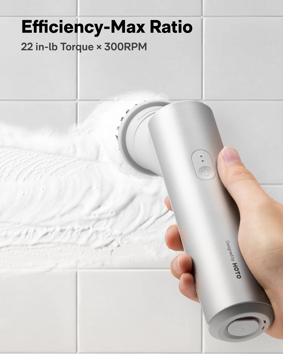 HOTO Handheld Short-Handle Electric Spin Scrubber, IPX7 Waterproof Cordless Scrubber Brush