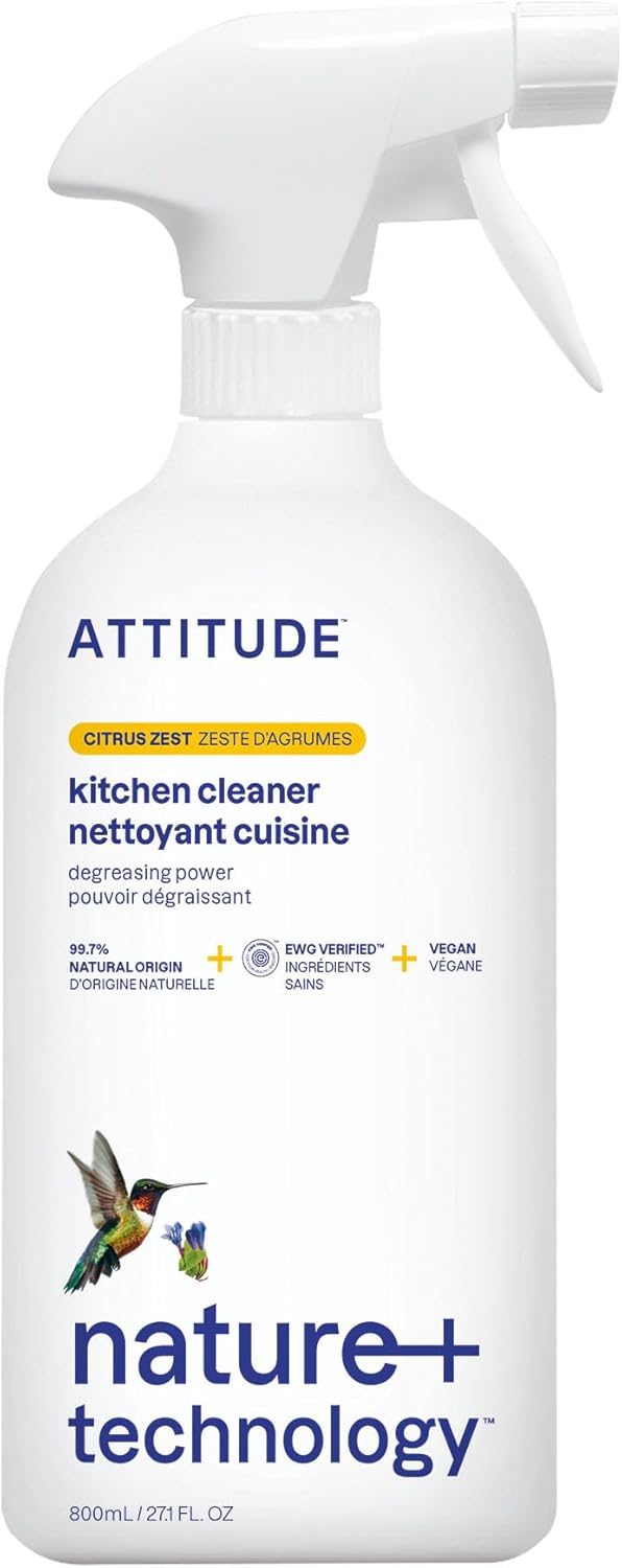 ATTITUDE Kitchen Cleaner Spray, EWG Verified, Powerful Degreaser, Cuts Grease & Grime, Plant-Based