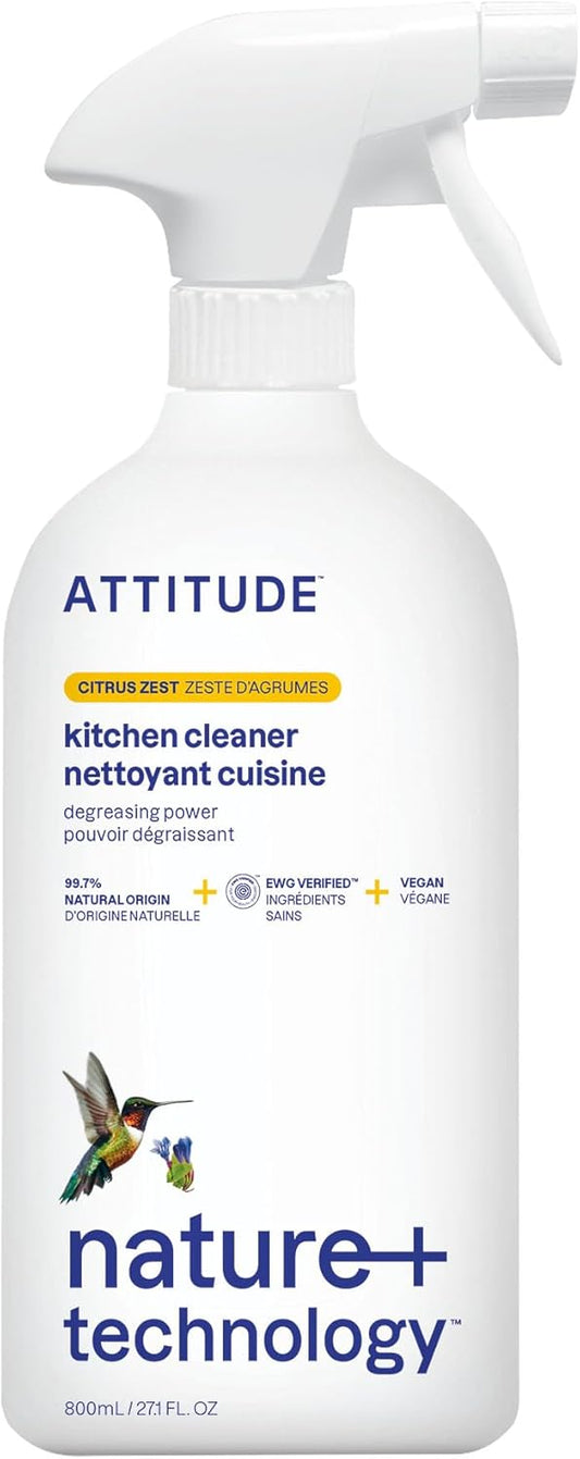 ATTITUDE Kitchen Cleaner Spray, EWG Verified, Powerful Degreaser, Cuts Grease & Grime, Plant-Based