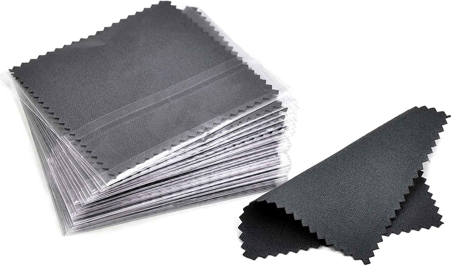 SEVENWELL 50pcs Jewelry Cleaning Cloth Dark Gray Polishing Cloth for Sterling Silver Gold Platinum