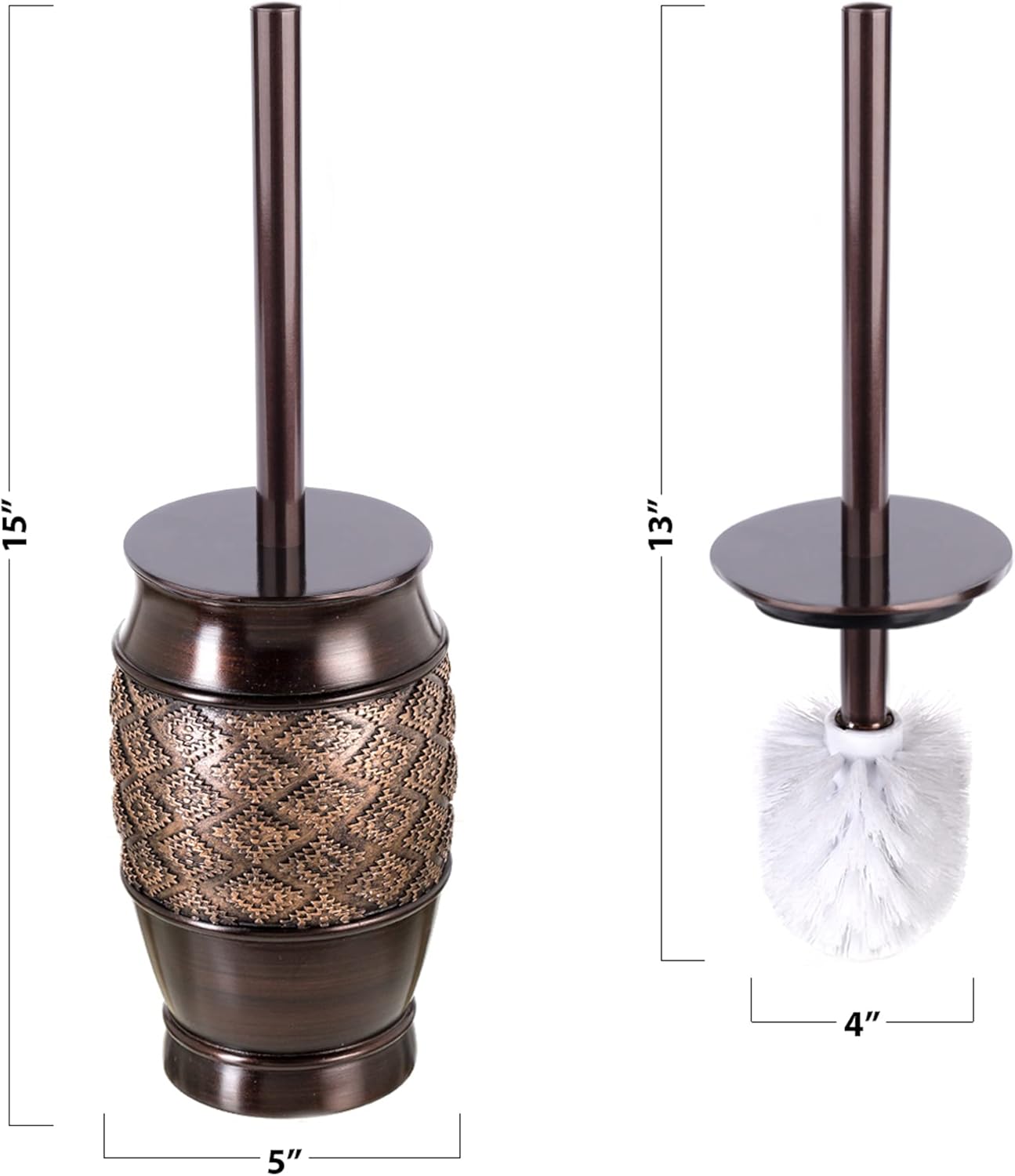 Creative Scents Dublin Brown Toilet Brush Set - Toilet Bowl Cleaner Brush and Holder - Decorative