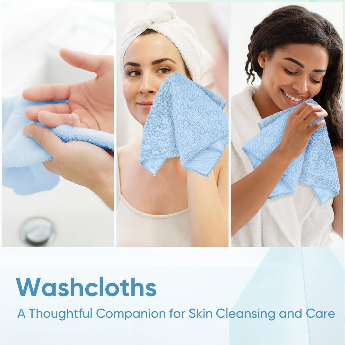 HOMEXCEL Microfiber Washcloths 12 Pack, Highly Absorbent and Soft Face Towel, Multi-Purpose Wash