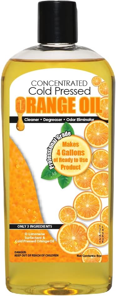 Cold Pressed Orange Oil Concentrate | 8-ounce Professional Grade All-Purpose Citrus Cleaner
