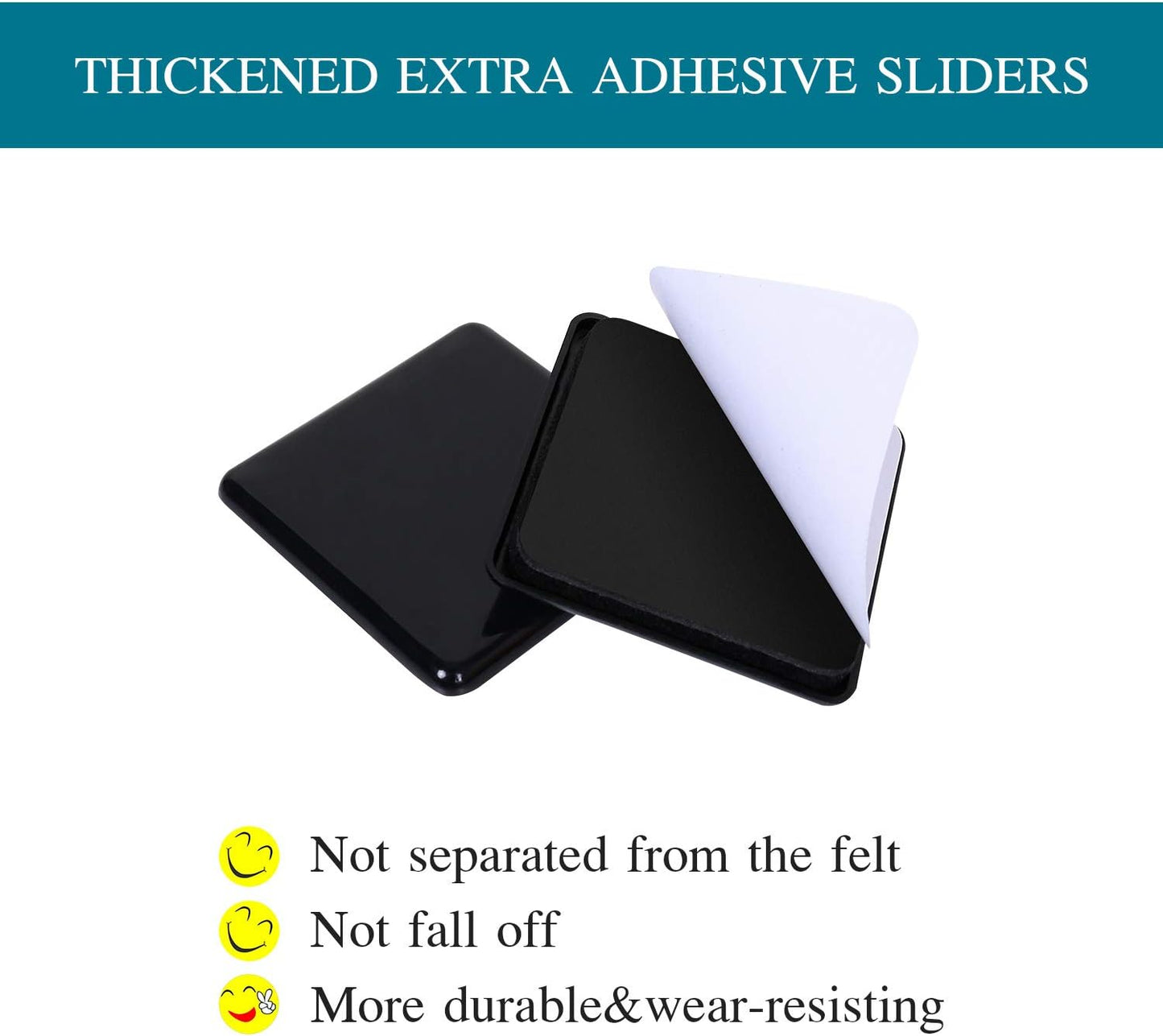 Ezprotekt 2.5 inch Square Self Adhesive Furniture Movers Sliders for Carpet, 16 Pcs Self Stick