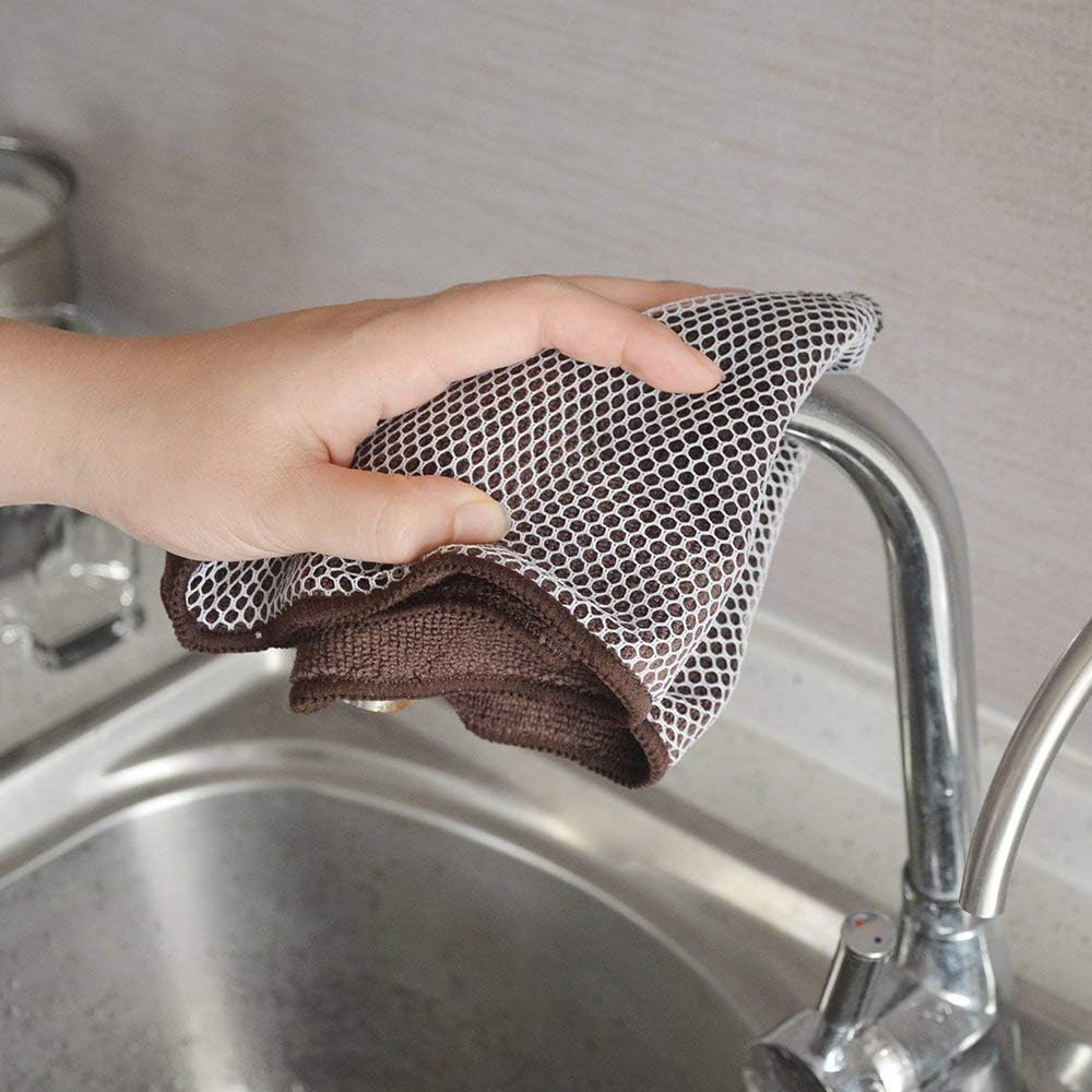 KinHwa Kitchen Washcloths for Dishes Absorbent Microfiber Dish Cloths Quick Dry Dish Rags with Poly
