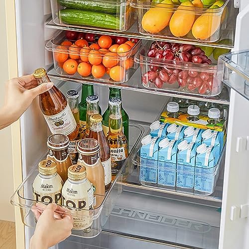 MineSign 2Pack Roll Out Fridge Caddy Bins Pull Out Drawer with Wheels Refrigerator Organizer Bins