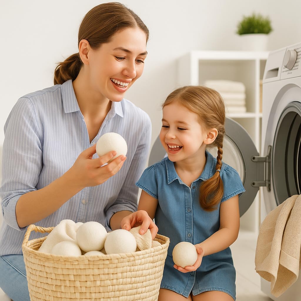 Wool Dryer Balls – 4XL Pack + 2 Essential Oils – 100% Pure New Zealand Wool – Eco-Friendly Fabric