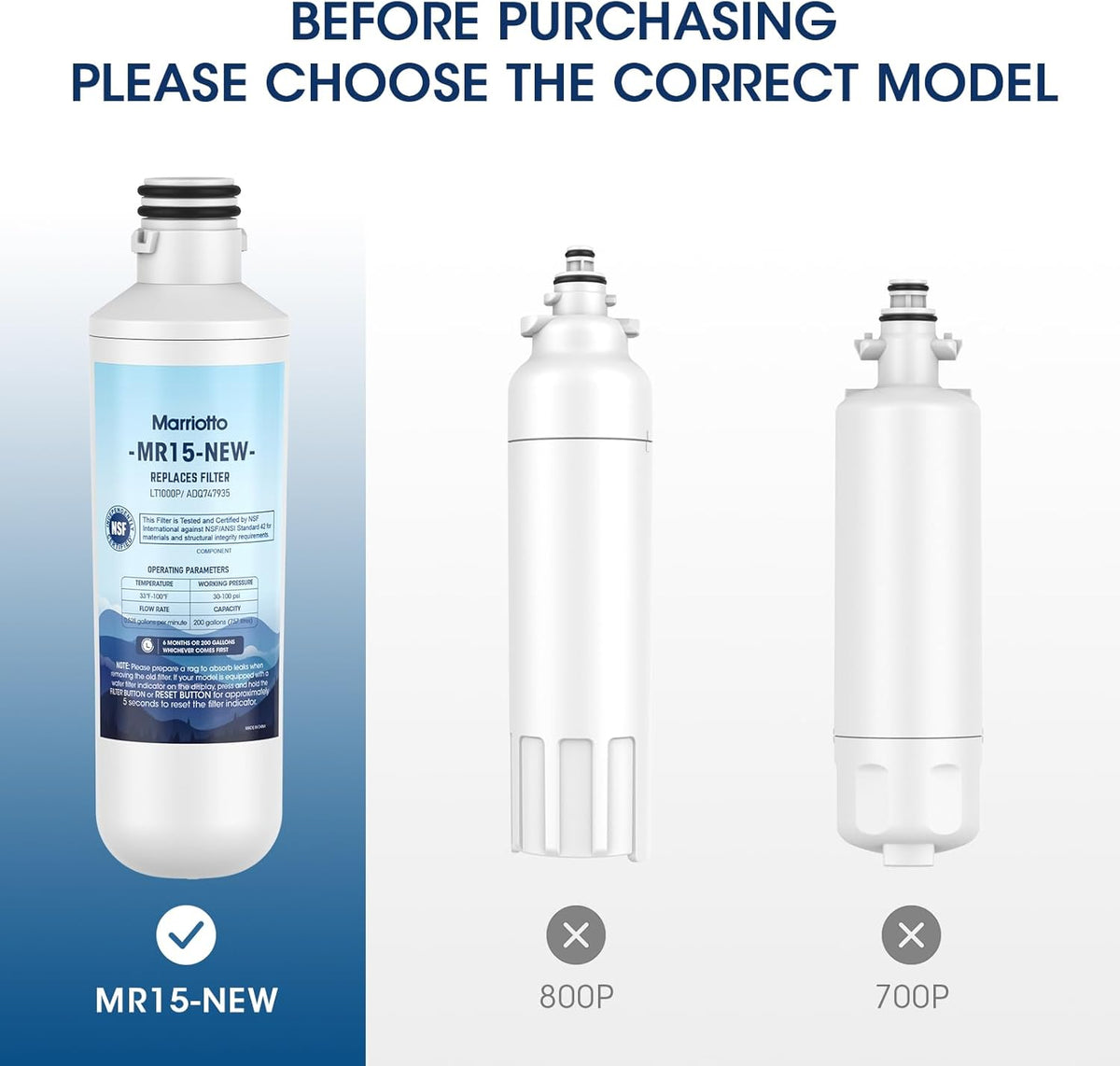 MARRIOTTO Water Filter LT1000PC Replacement for Refrigerator, Compatible with LT1000PC/PCS