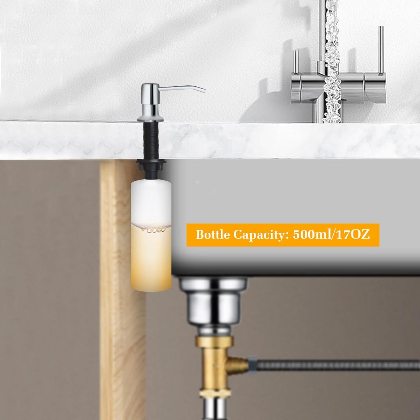 Soap Dispenser for Kitchen Sink, Built in Sink Soap Dispenser Lotion Dispenser with 17 OZ Bottle