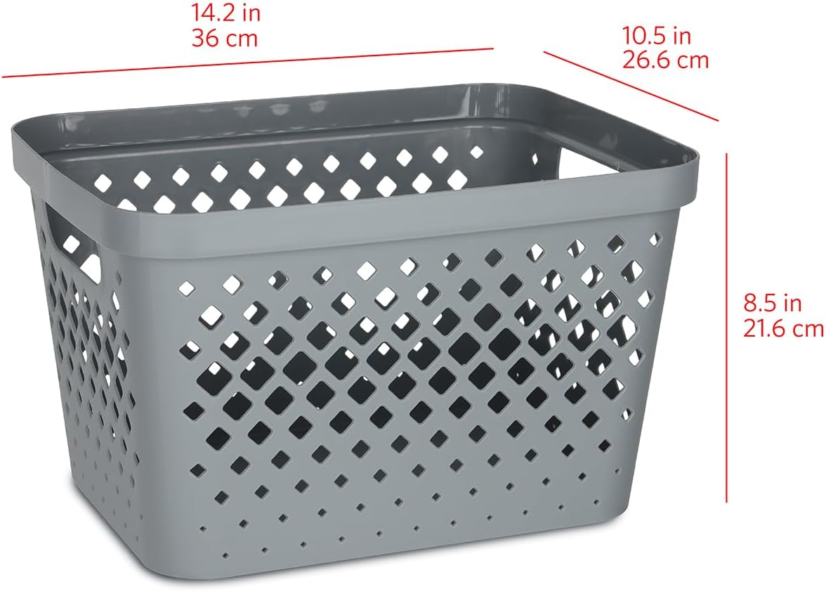 Glad Plastic Storage Basket Set, Value Pack of 6 | Open Storage Bins for Shelves, Bathroom, Pantry